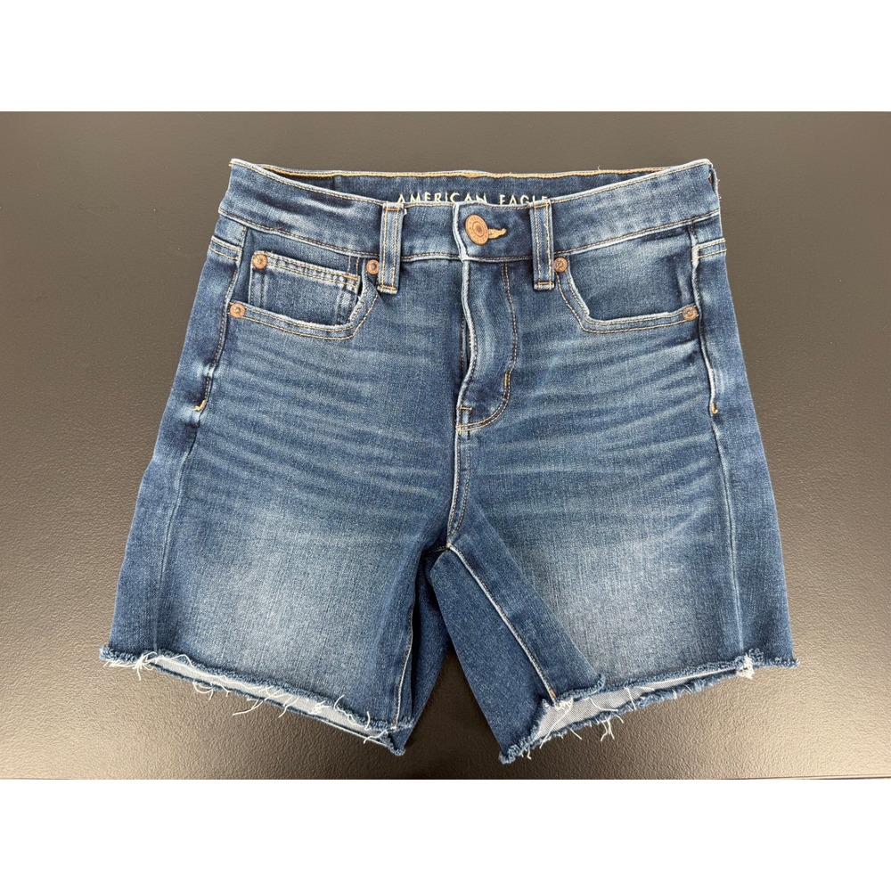 American Eagle High-Rise Midi Denim Shorts